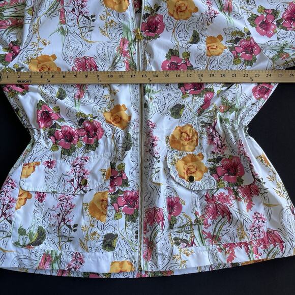 Style & Co Sport Full Womens Jacket Extra Large XL Floral Full Zip Hidden Hooded - Picture 7 of 10